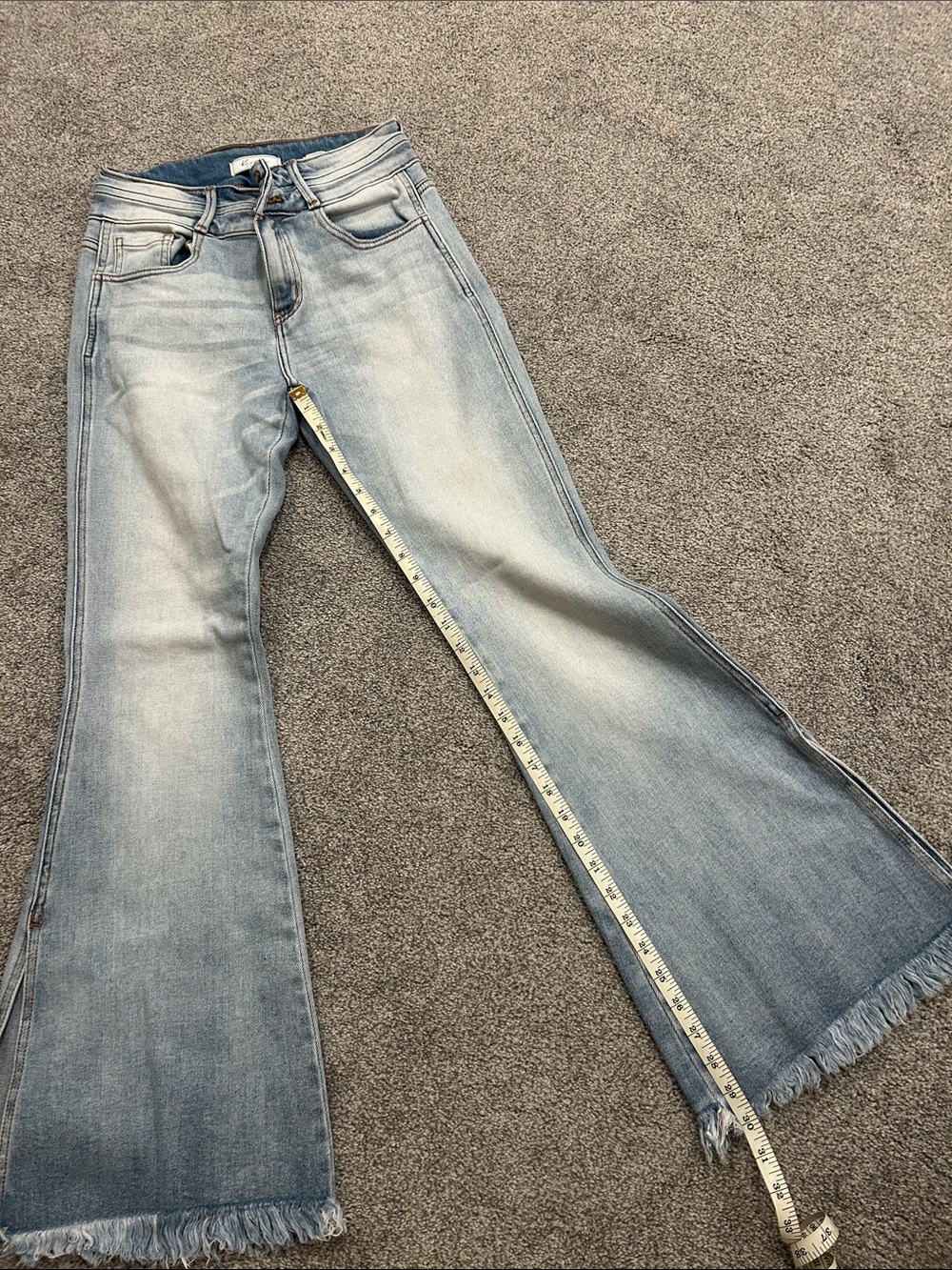 KanCan Light Blue High-Rise Flare Jeans with Frayed Hem - Picture 4 of 4